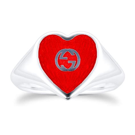 silver heart gucci ring|gucci heart ring size 7.